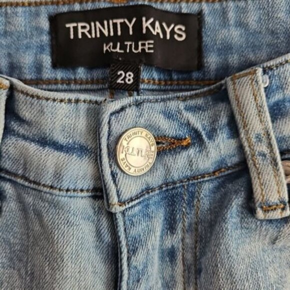 Trinity Kays Jeans Men's Size 28 (28x32) Kulture Stripes Paint Distressed Blue - Picture 7 of 16